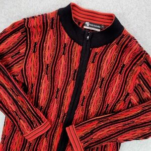 Purely Australian Merino Wool Cosby 3D Zip-Up Sweater Red Black Men's S